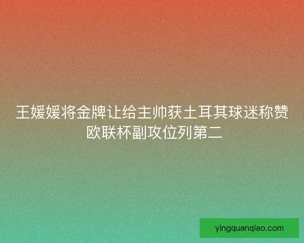 王媛媛将金牌让给主帅获土耳其球迷称赞 欧联杯副攻位列第二