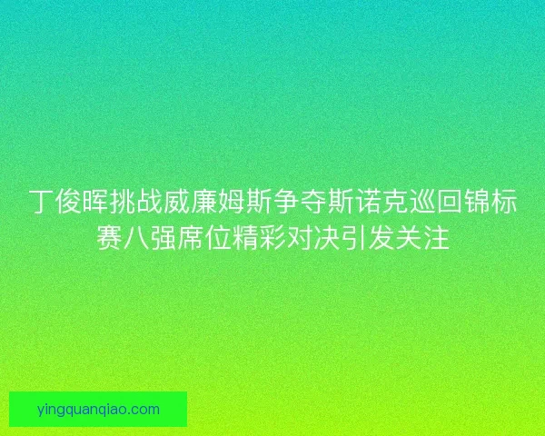 丁俊晖挑战威廉姆斯争夺斯诺克巡回锦标赛八强席位精彩对决引发关注 丁俊晖挑战威廉姆斯争夺斯诺克巡回锦标赛八强席位精彩对决引发关注